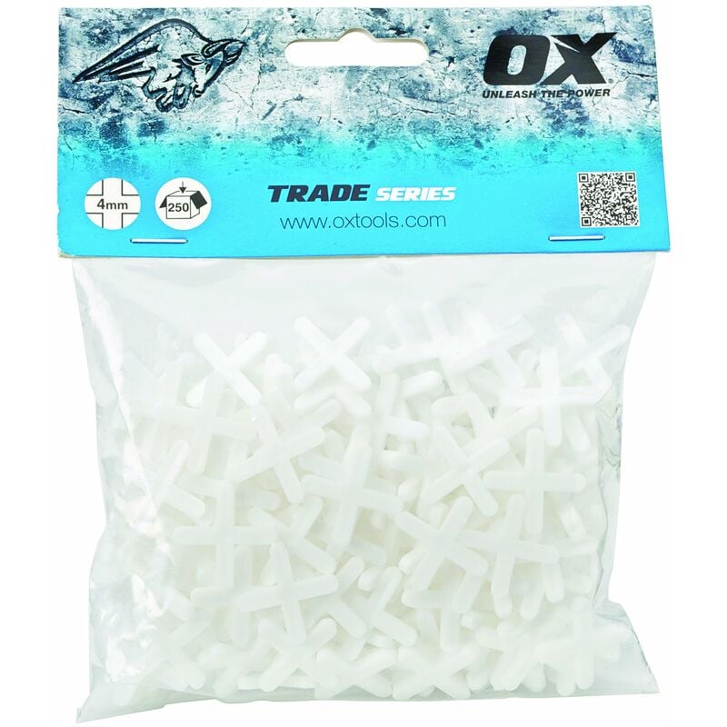 foto del prodotto ox tools ox ox t160904 scambi a forma di croce distanziatori per piastrelle, bianco, 4 mm