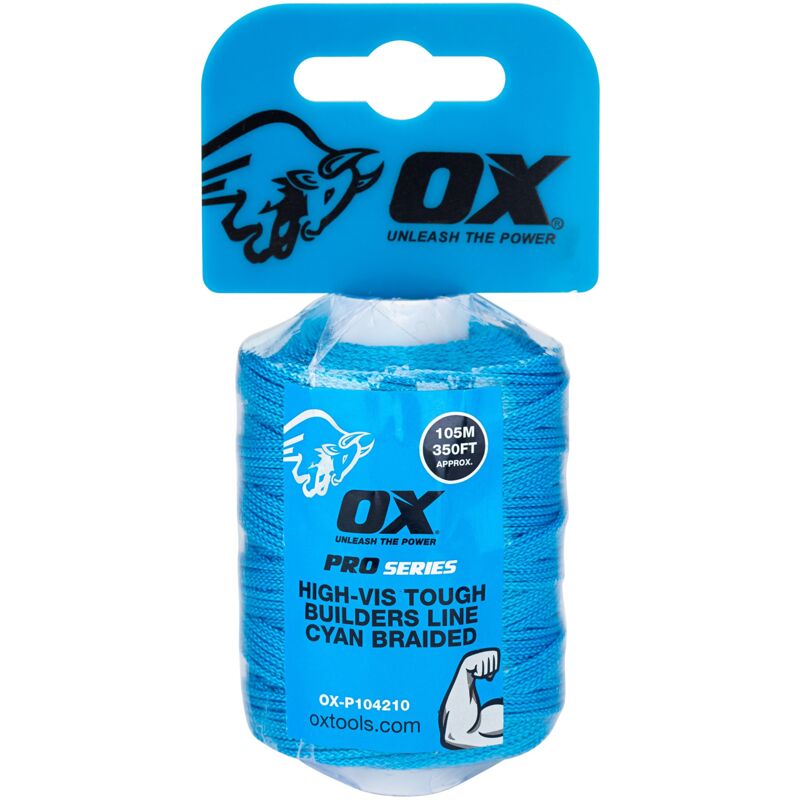 foto del prodotto ox tools ox pro linea di costruzione in nylon resistente, 105 m, colore ciano