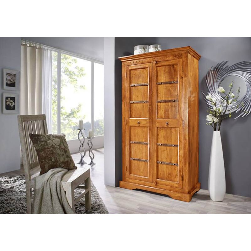 foto del prodotto oxford 0401 armadio in legno di acacia laccato miele 97x50x176