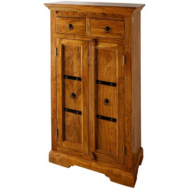 foto del prodotto oxford 0525 armadio in legno di acacia laccato miele 72x38x132