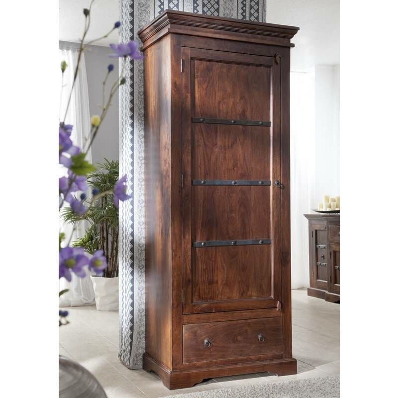 foto del prodotto oxford 900 armadio in legno di acacia laccato nougat 80x40x193