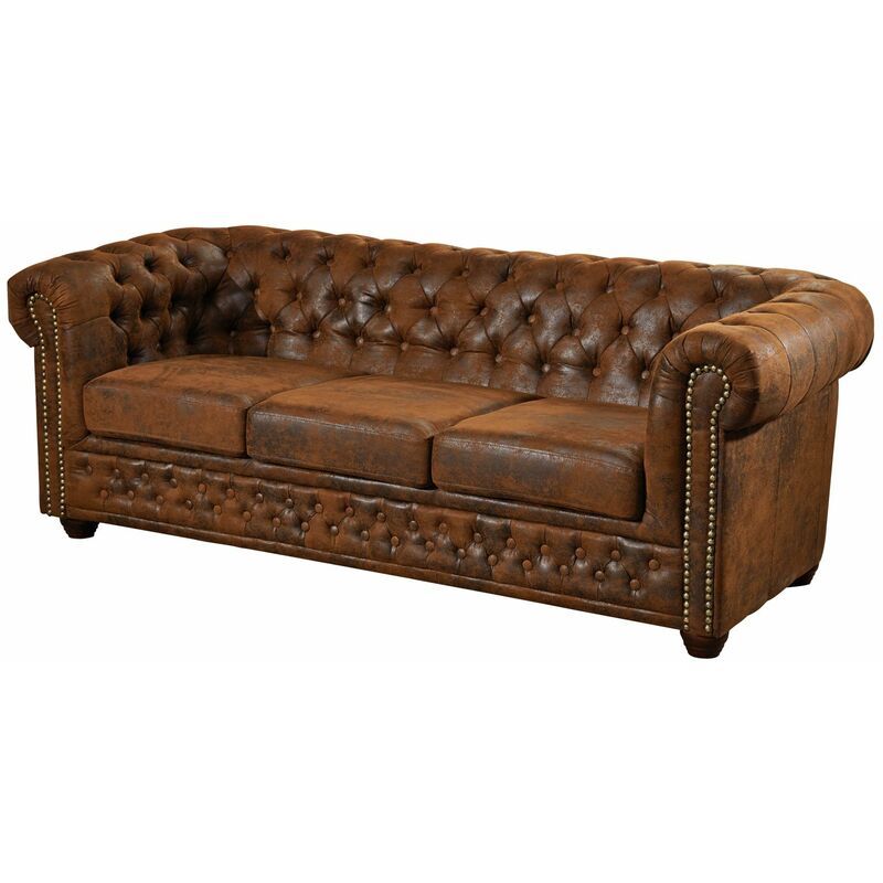 foto del prodotto oxford divano chesterfield stoffa marrone stile coloniale 203x86x72