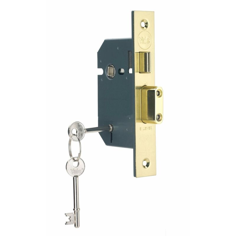 foto del prodotto p m550 pb 65 serratura a mortasa a 5 leve, alta sicurezza, finitura in ottone, 2.5 inch 64 mm yale