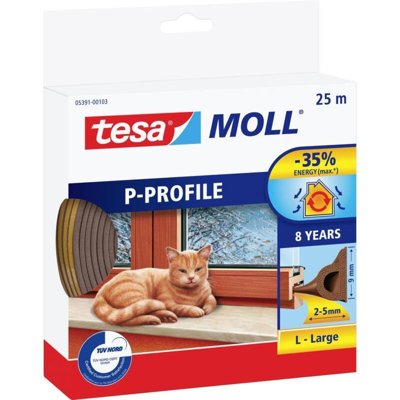 foto del prodotto p profil 05391 00101 02 guarnizione adesiva moll marrone l x l 25 m x 9 mm 25 m tesa