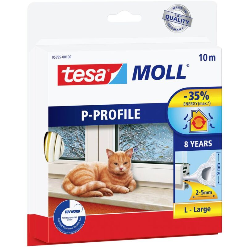 foto del prodotto p profile 05395 00100 00 guarnizione adesiva moll bianco l x l 10 m x 9 mm 1 pz. tesa