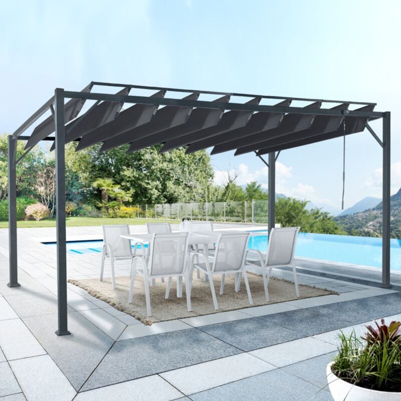 foto del prodotto p rgola de lamas orientables cefalu 3x4 m en gris antracita