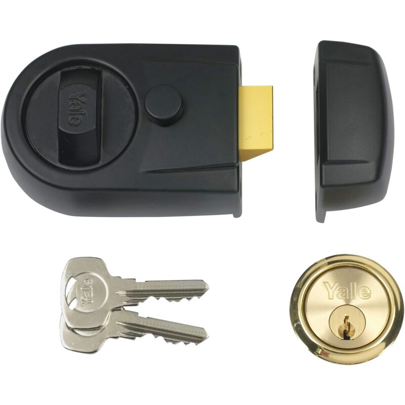 foto del prodotto p y3 bl pb 60 sicurezza standard nightlatch contemporanea, finitura nera, 60 mm yale