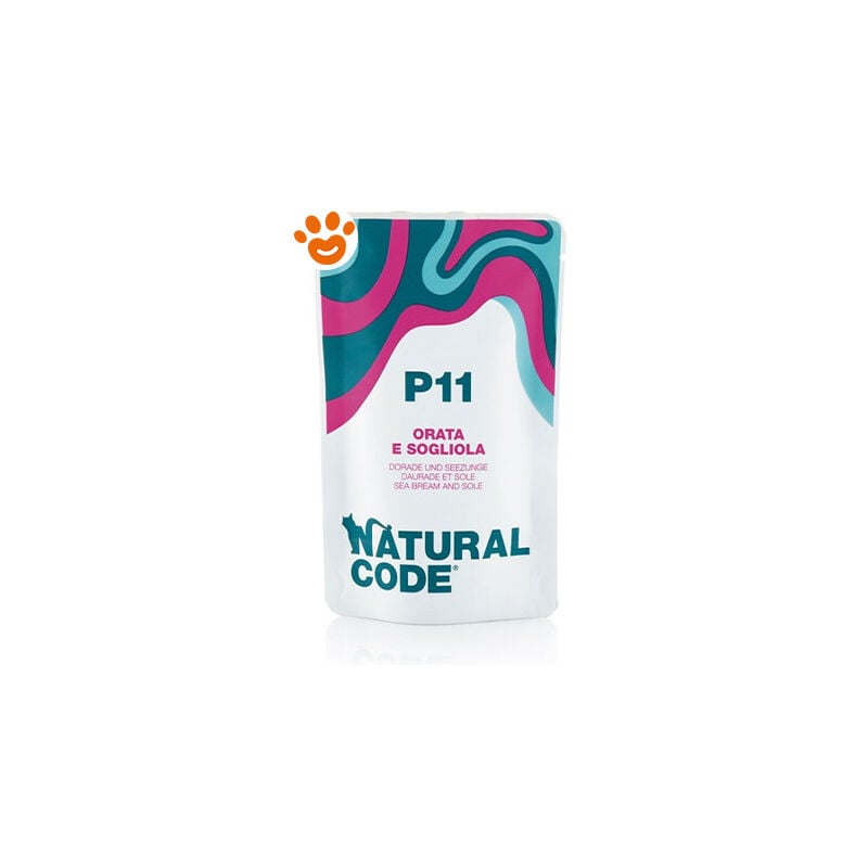 foto del prodotto p11 cat adult con orata e sogliola p11 cat adult con orata e sogliola bustina da 70 gr natural code