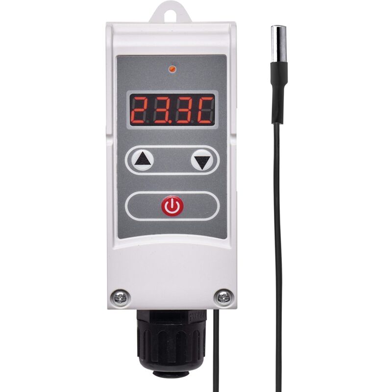 foto del prodotto p5684 - termostato con sensore a distanza, sensibilità regolabile e display digitale/termostato a tubo, gamma di regolazione da 5 °c a 90 °c, 45 x 45 x 130 mm - emos
