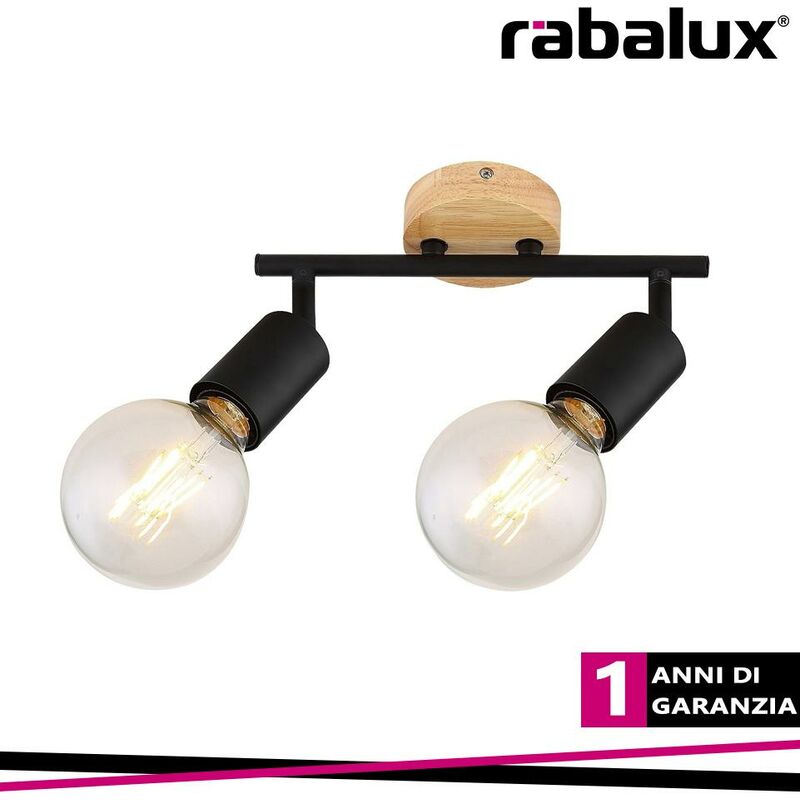 foto del prodotto pablo, metal wood spot , e27 2xmax 40w, matt black