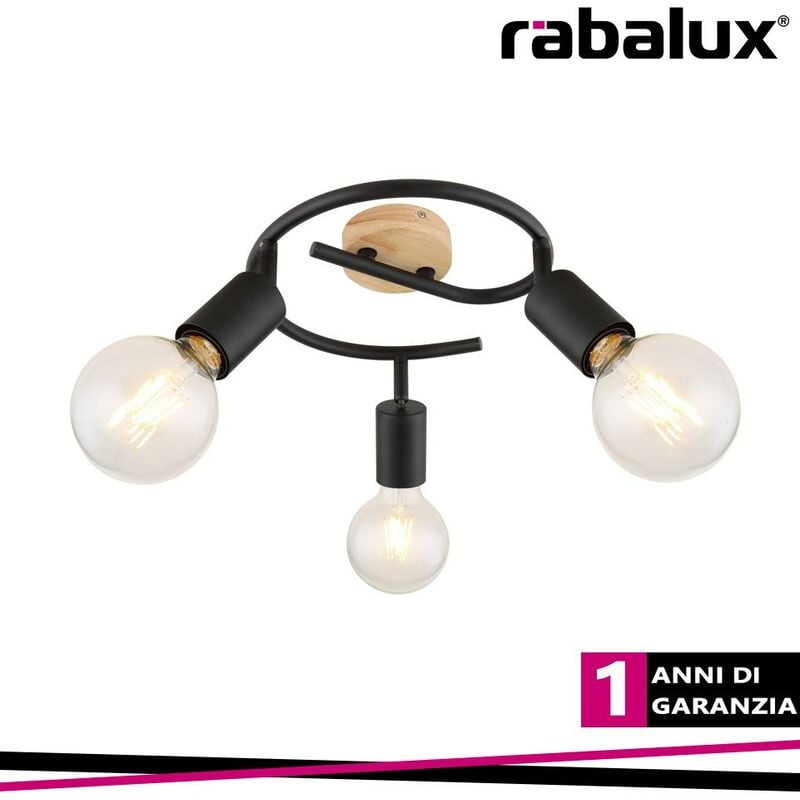 foto del prodotto pablo, metal wood spot , e27 3xmax 40w, matt black