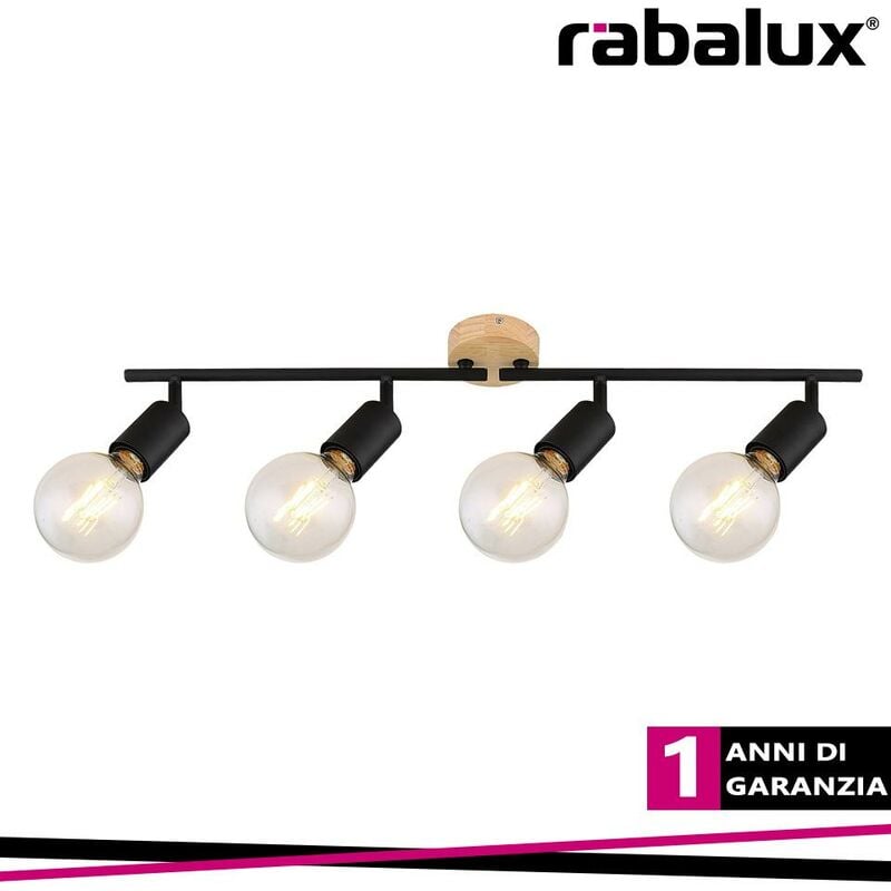 foto del prodotto pablo, metal wood spot , e27 4xmax 40w, matt black