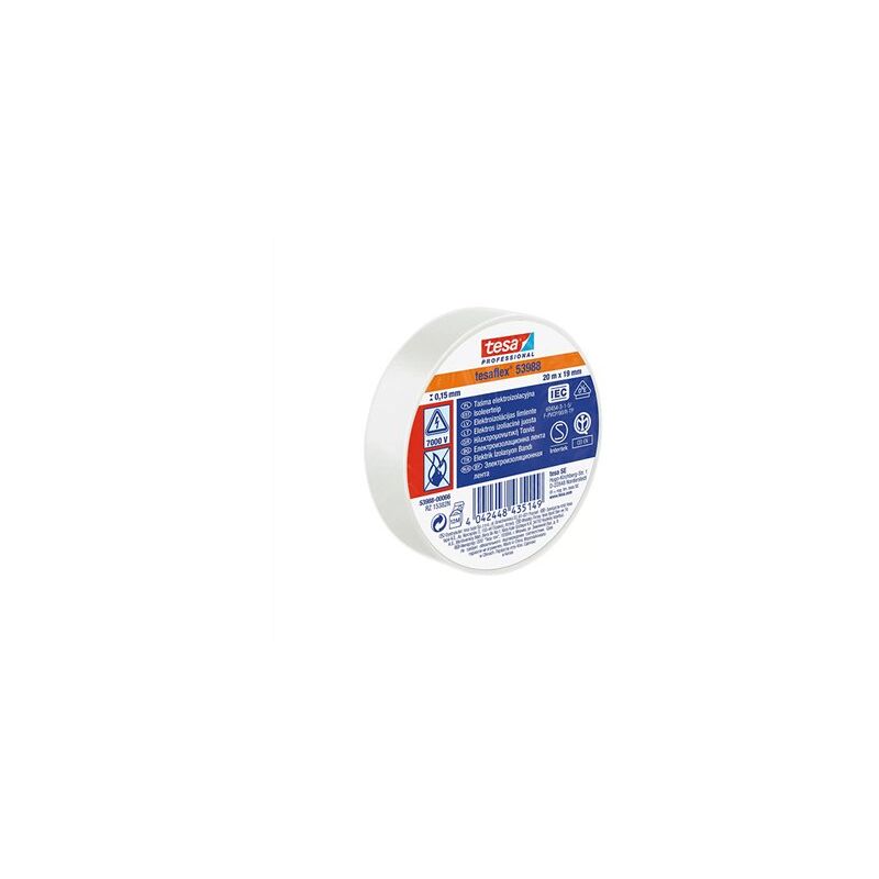 foto del prodotto pacchetto. 10 rotoli nastro isolante bianco 19mm x20mt tesa