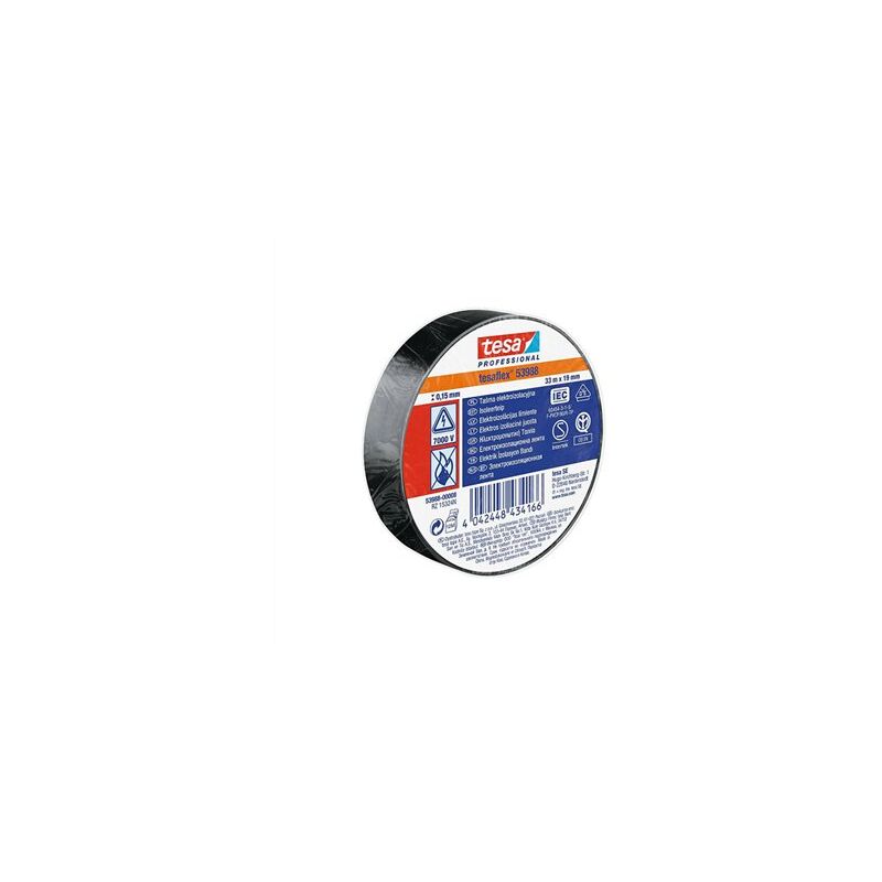 foto del prodotto pacchetto. 10 rotoli nastro isolante nero 19mm x 20mt tesa