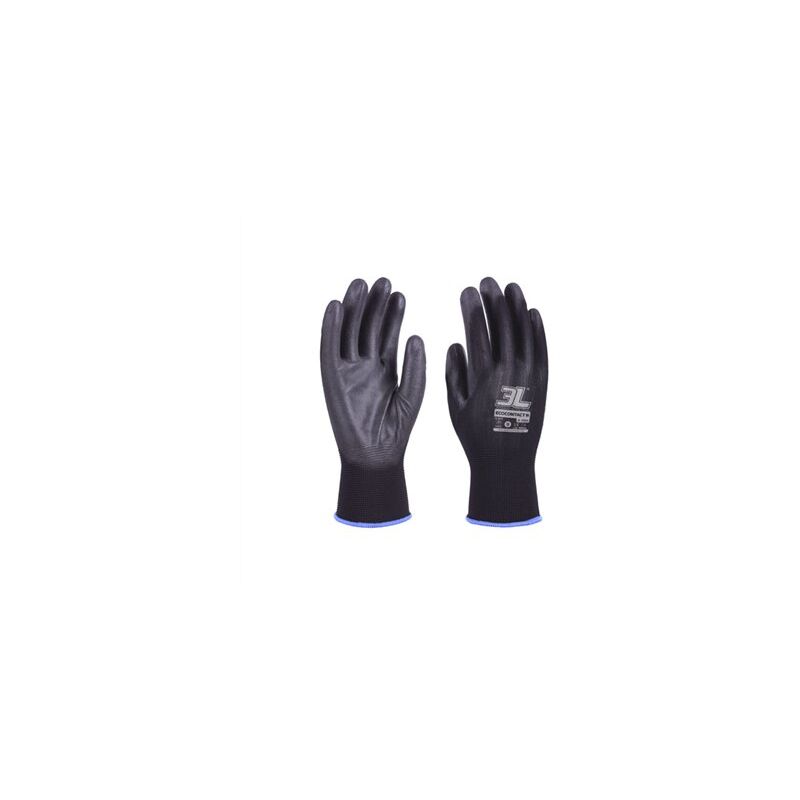foto del prodotto pacchetto. 12 grandi guanti in poliuretano nylon nero taglia 9