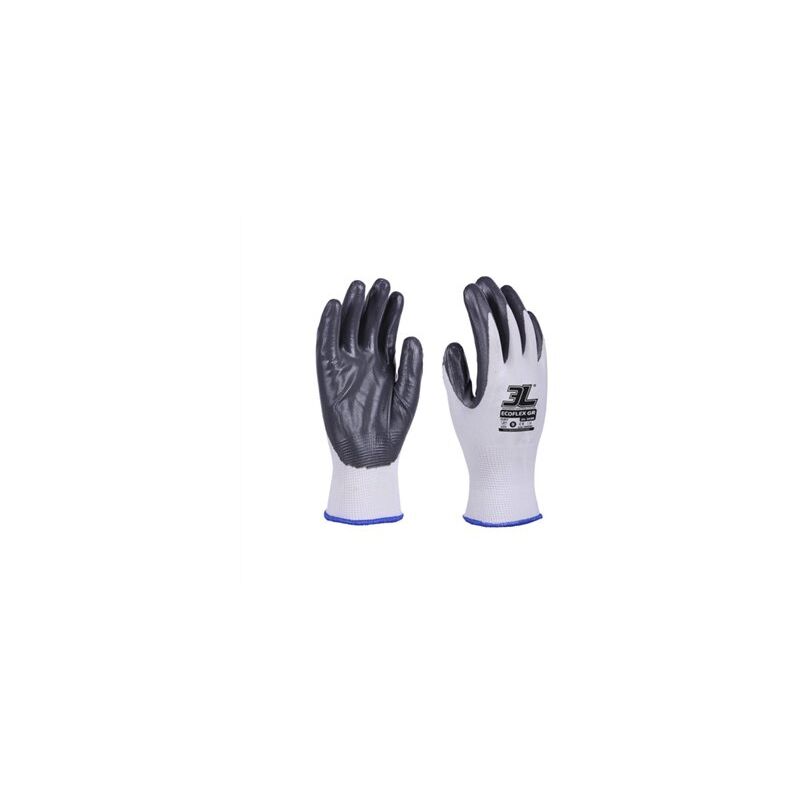 foto del prodotto pacchetto. 12 guanti in nitrile nylon grigio ecoflex taglia media 8