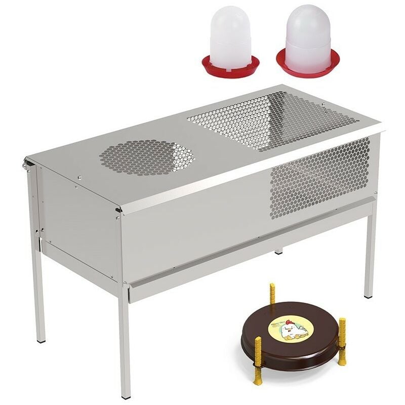 foto del prodotto pacchetto allevamento pulcini mangiatoia e abbeveratoio riscaldatore, 100x49x60 cm