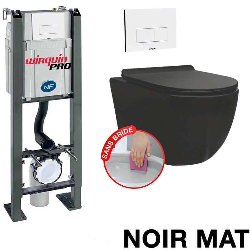 foto del prodotto pacchetto completo wc senza flangia bati freestanding vaso nero opaco senza flangia piastra design bianca