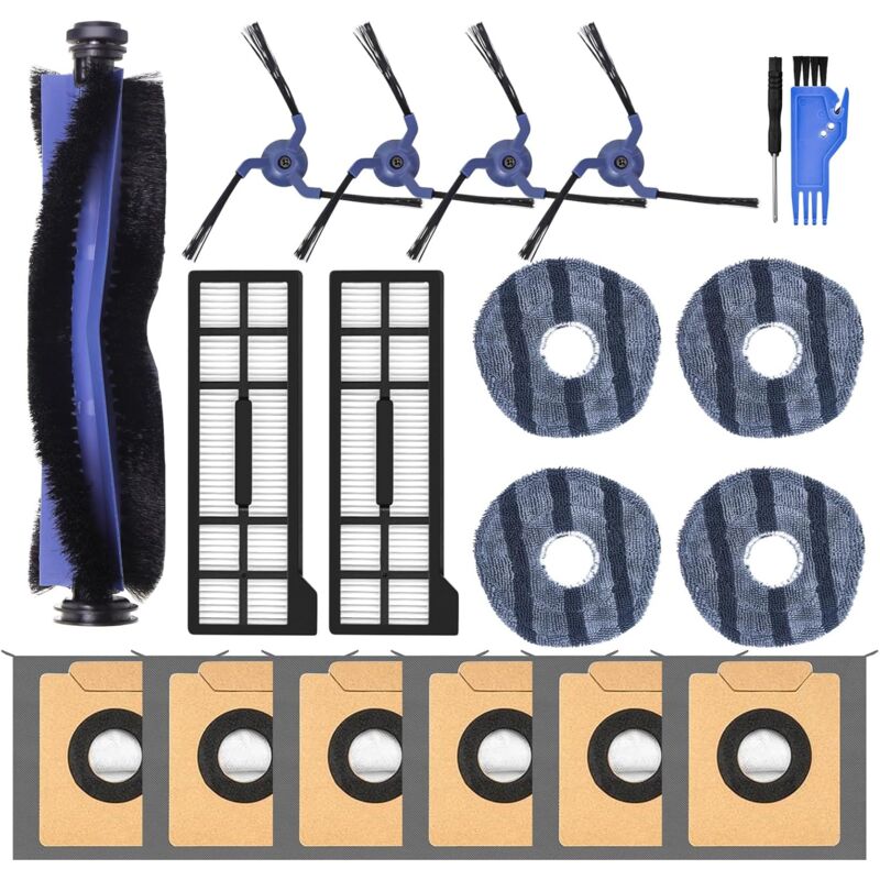 foto del prodotto pacchetto di accessori di ricambio 19 per aspirapolvere robot x10 pro omni, 1 spazzola principale, 4 panni per mocio, 4 spazzole laterali, 2 filtri