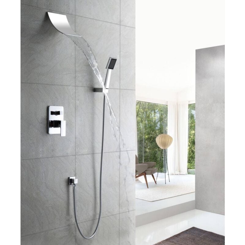 foto del prodotto pacchetto doccia incasso con effetto cascata e finitura cromo con doccetta