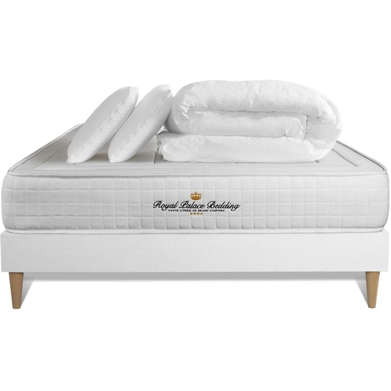 foto del prodotto pacchetto letto completo materasso 180x200cm box spring con doghe kit 2 cuscini piumino balmoral