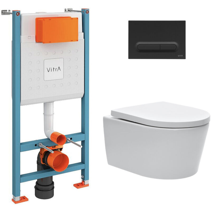 foto del prodotto pacchetto per wc bati-support v-fix core wc senza flangia sat con fissaggi invisibili placca nera opaca v-fixsatrimless-6 - vitra