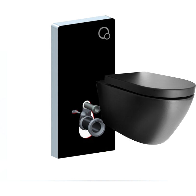 foto del prodotto pacchetto wc 45 wc b 8030 nero opaco con sedile soft close modulo sanitario 805 nero