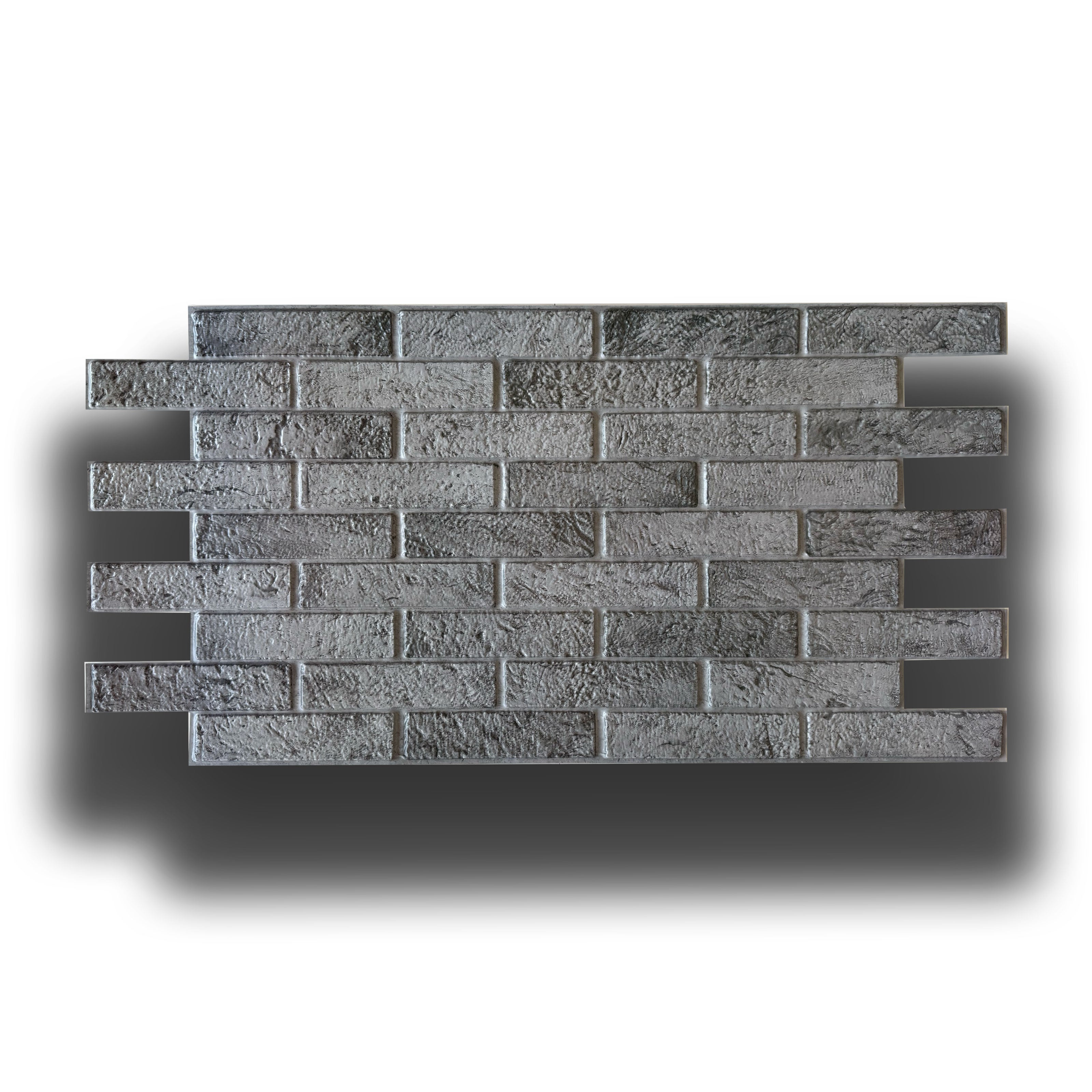 foto del prodotto pacchi da 10 o 20 pannelli 3d rivestimento a parete in pvc effetto mattoni grigi usurati 96x48cm realistici, isolanti pacco da 20 pannelli 96x48cm