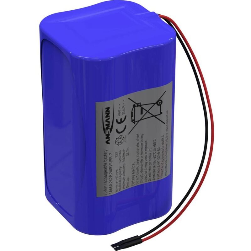 foto del prodotto pacco batteria 4x 18650 ansmann 2s2p con cavo li ion 7.2 v 5100 mah