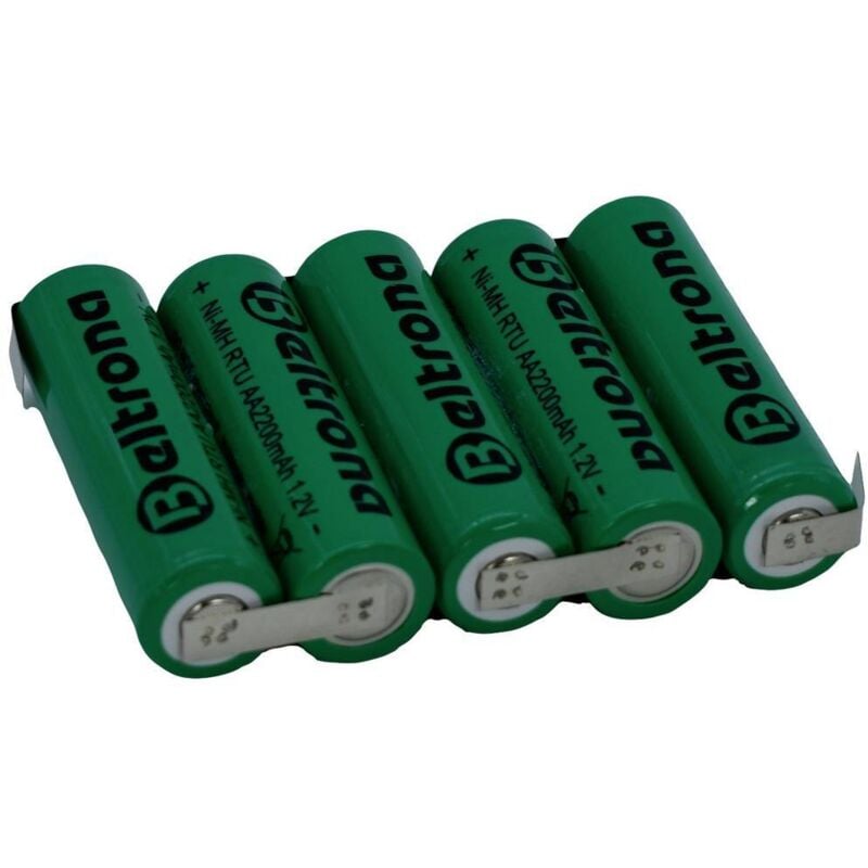 foto del prodotto pacco batteria 5x stilo aa beltrona rtu5aaz linguette a saldare a z nimh 6 v 2200 mah