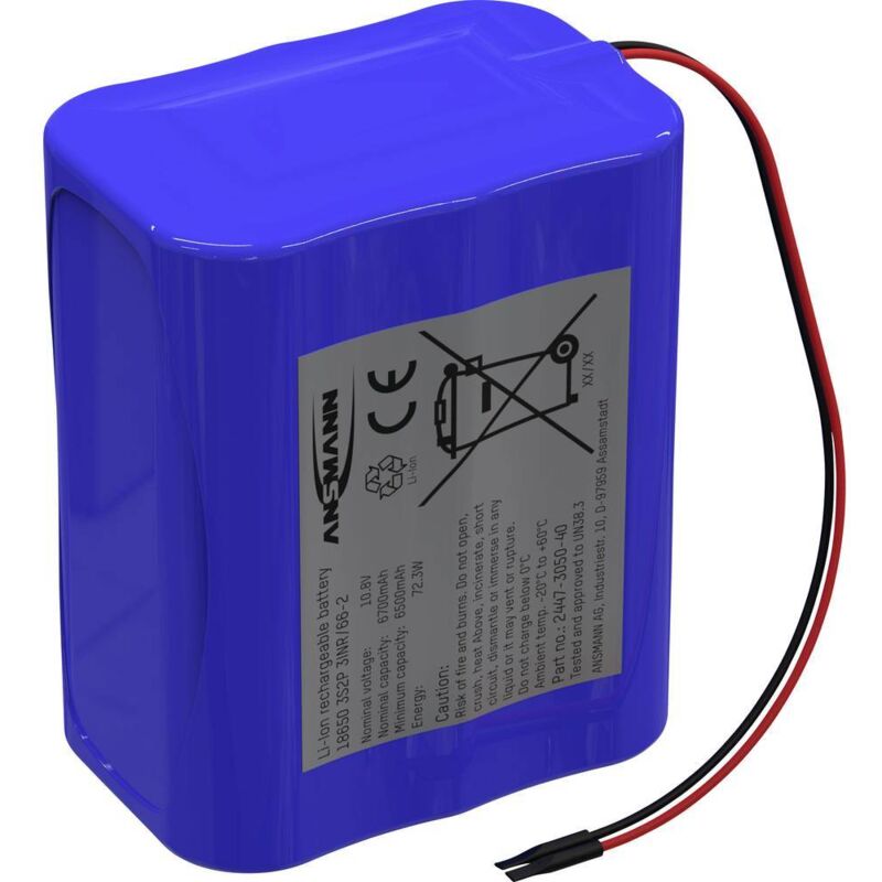foto del prodotto pacco batteria 8x 18650 ansmann 3s2p con cavo li-ion 10.8 v 5100 mah