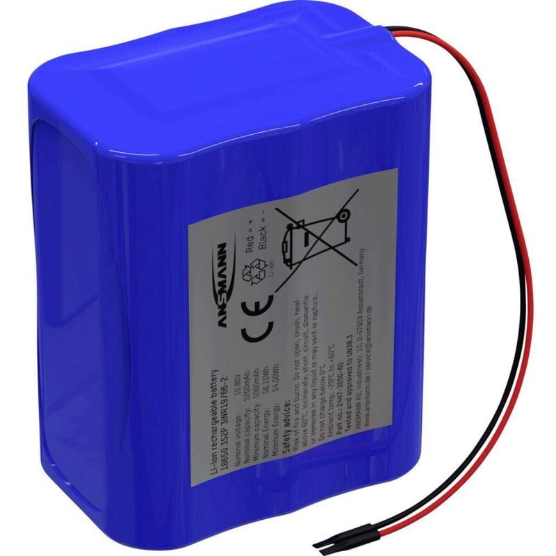 foto del prodotto pacco batteria 8x ansmann 3s2p akkupack 8x 18650 kabel li ion 10.8v 5200mah li ion 10.8 v 5200 mah