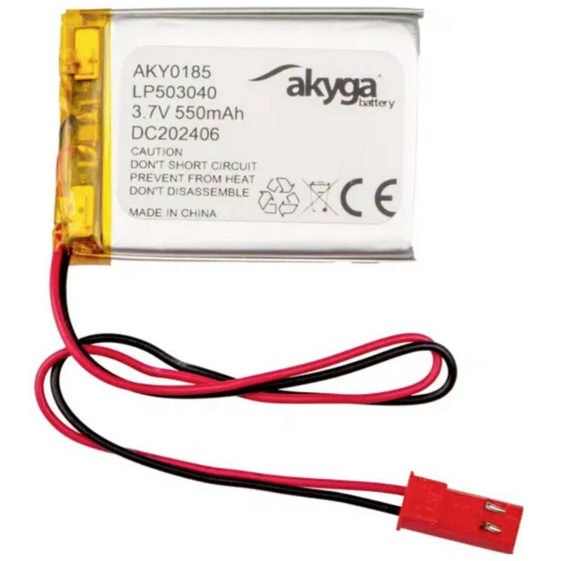 foto del prodotto pacco batteria x batteria ricaricabile speciale akyga lp503040 lipo 3.7 v 550 mah