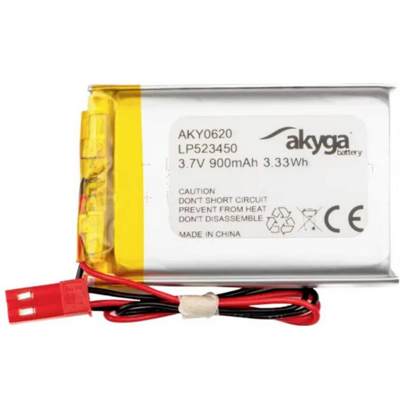 foto del prodotto pacco batteria x batteria ricaricabile speciale akyga lp523450 lipo 3.7 v 900 mah