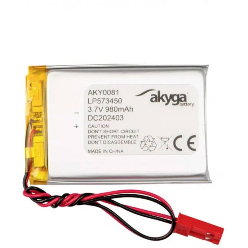 foto del prodotto pacco batteria x batteria ricaricabile speciale akyga lp573450 lipo 3.7 v 980 mah