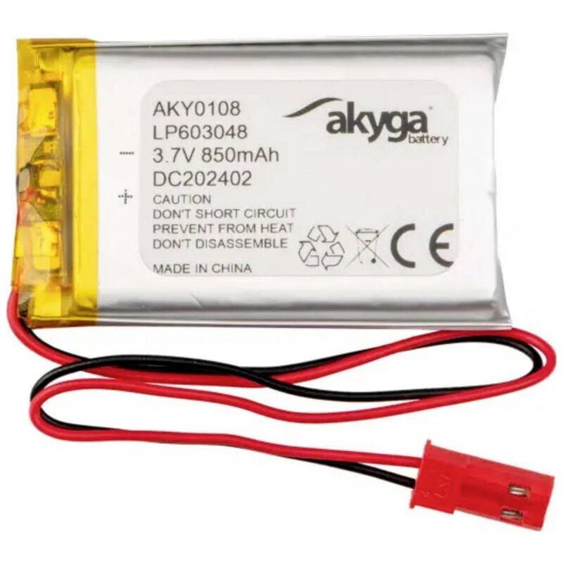 foto del prodotto pacco batteria x batteria ricaricabile speciale akyga lp603048 lipo 3.7 v 850 mah