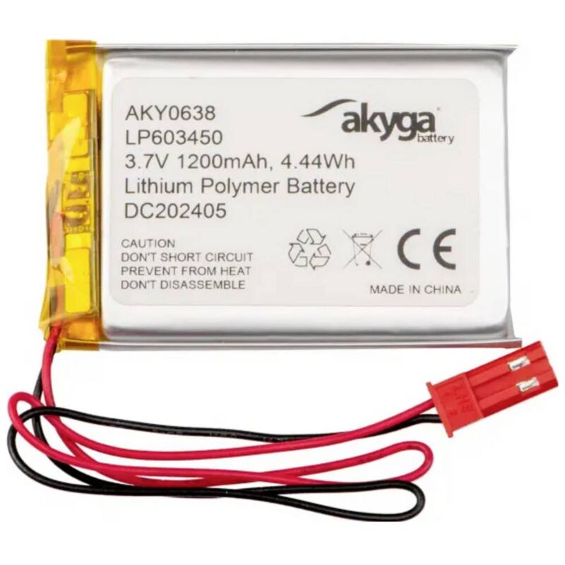 foto del prodotto pacco batteria x batteria ricaricabile speciale akyga lp603450 lipo 3.7 v 1200 mah