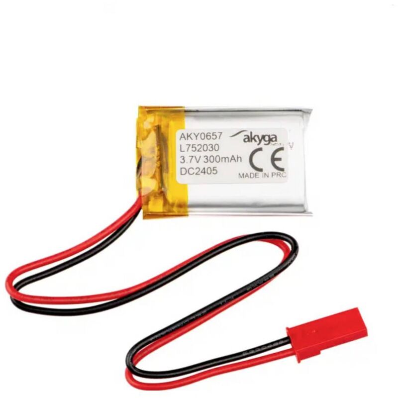 foto del prodotto pacco batteria x batteria ricaricabile speciale akyga lp752030 lipo 3.7 v 300 mah