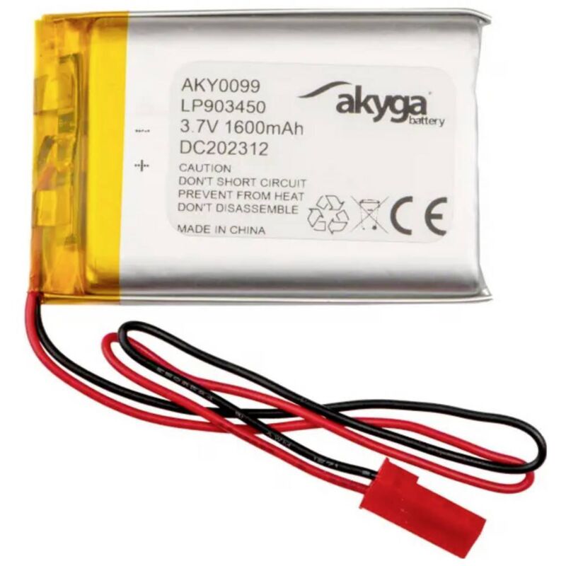 foto del prodotto pacco batteria x batteria ricaricabile speciale akyga lp903450 lipo 3.7 v 1600 mah