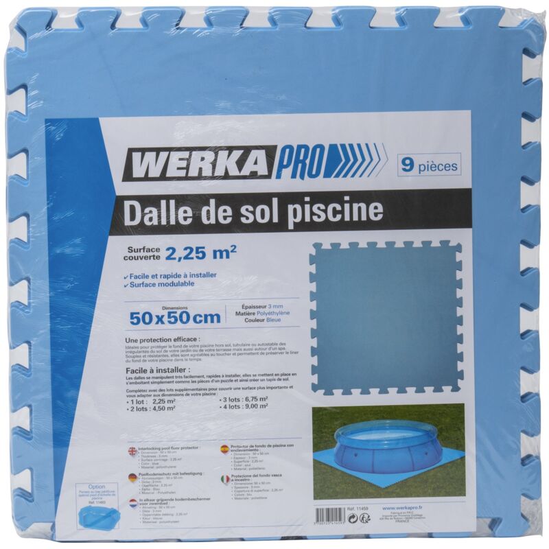 foto del prodotto pacco da 9 piastrelle per pavimenti da piscina 50x50cm 2,25m2 spessore 3mm 9 pezzi werka pro