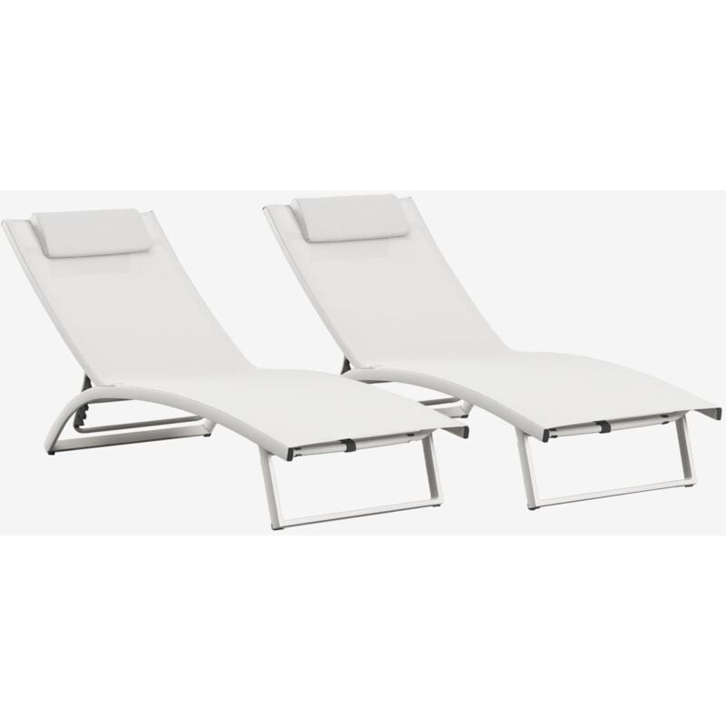 foto del prodotto pacco di 2 lettini prendisole reclinabili in alluminio con cuscino dulem sklum