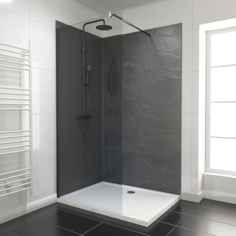 foto del prodotto pacco di 2 pannelli murali pietra ardoise 90 120x210 cm con profili nero opaco stone it