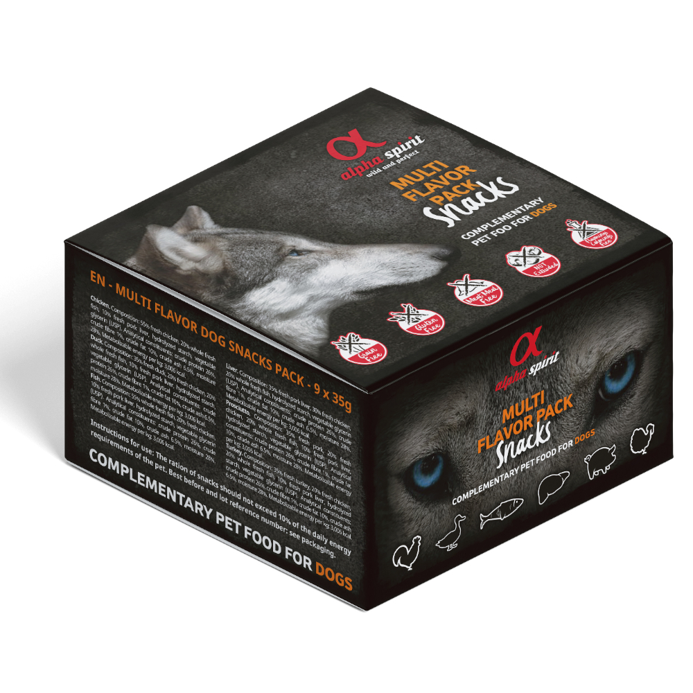 foto del prodotto pacco misto alpha spirit dog snack 9 x 35 g