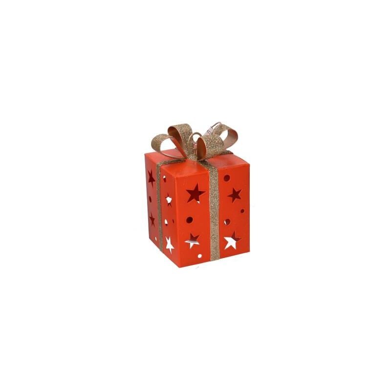 foto del prodotto pacco regalo metallo arancione cm14,5x9h9