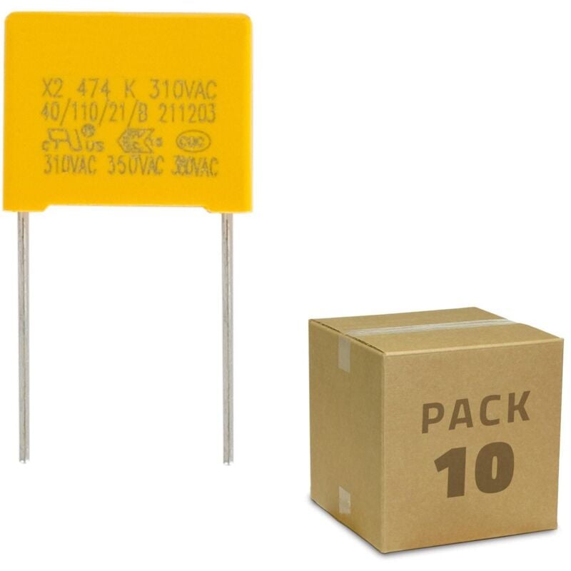 foto del prodotto pack 10 condensatori antisfarfallio led 0.47uf 310v ac giallo
