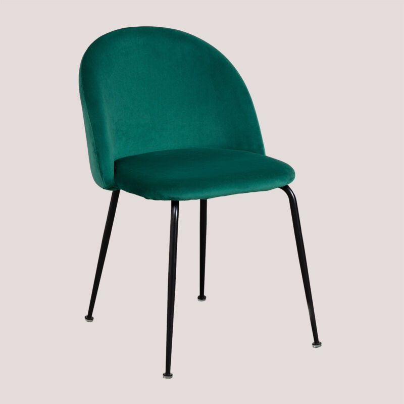 foto del prodotto pack 2 sedie da pranzo in velluto kana design sklum verde jungle nero