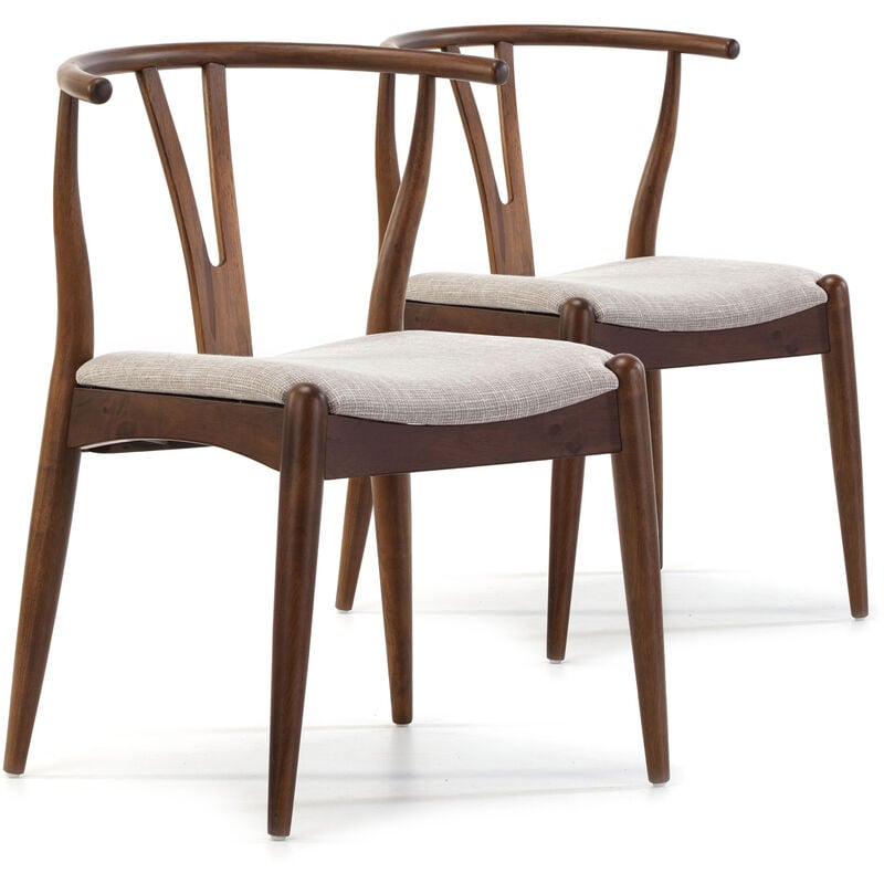 foto del prodotto pack 2 sedie rustic colore noce, legno massello, 55 x 54,5 x 76 cm