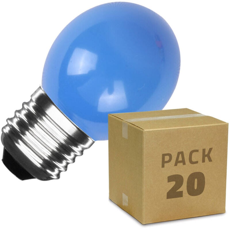 foto del prodotto pack 20 lampadine led e27 3w 300 lm g45 monocolore azzurro