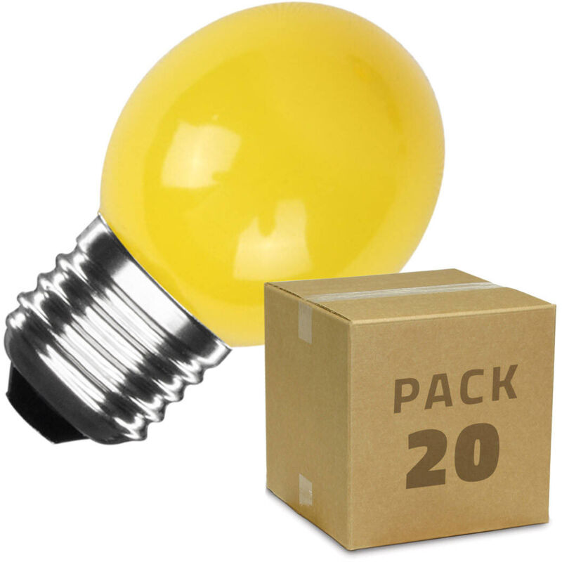 foto del prodotto pack 20 lampadine led e27 3w 300 lm g45 monocolore giallo