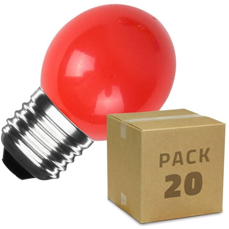 foto del prodotto pack 20 lampadine led e27 3w 300 lm g45 monocolore rosso